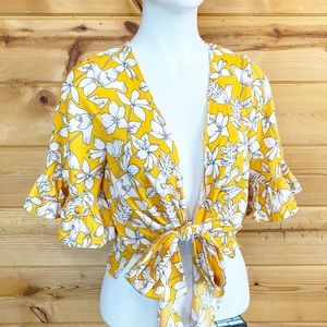 True Destiny Yellow Floral Crop Top